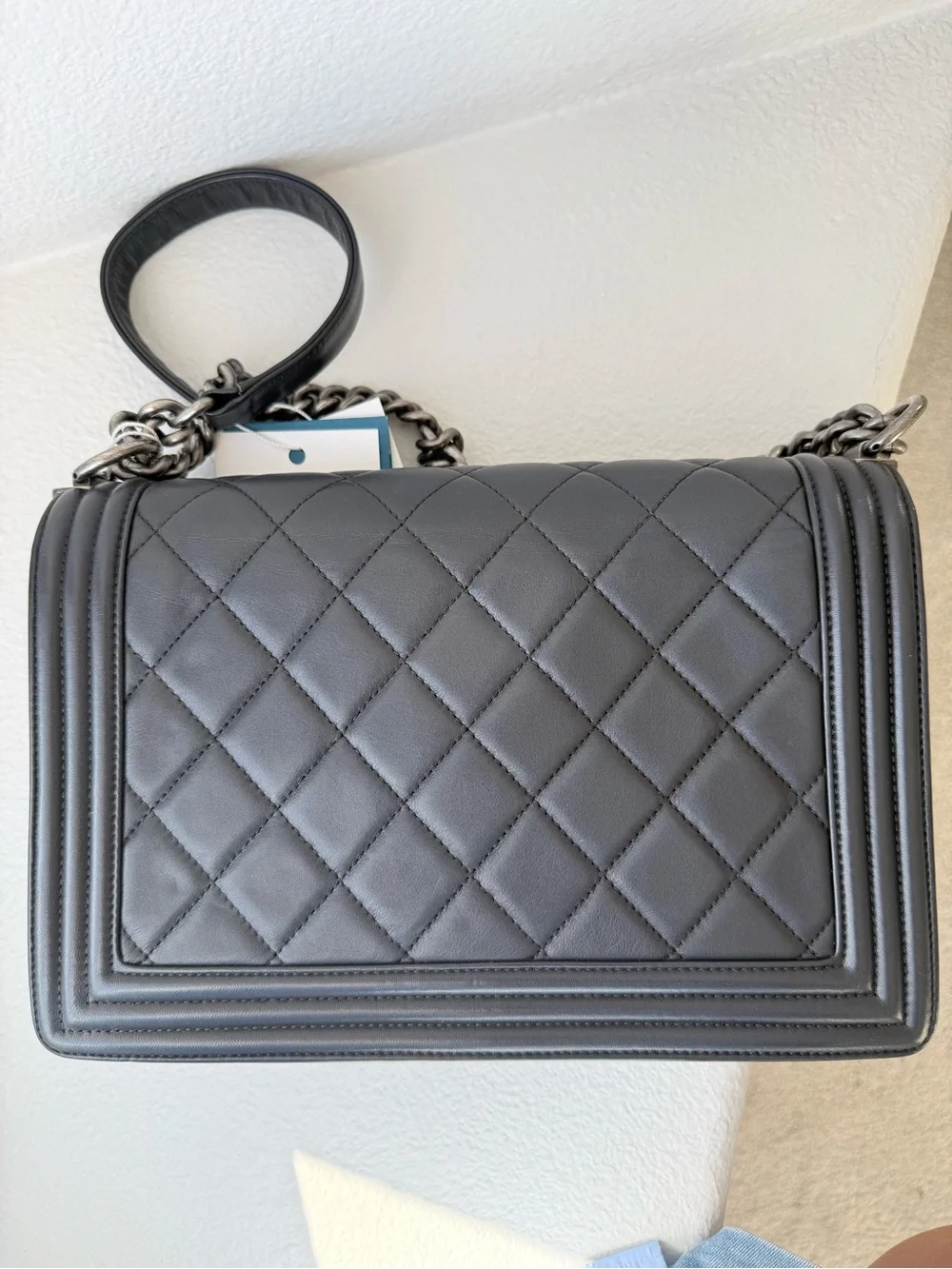 CHANEL Boy Black Quilted Leather - Ruthenium Hardware - Authenic